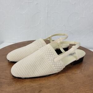 Corsina Louise Women Sandals Size 10 Cream Woven Closed Toe Slingback Mule Flats